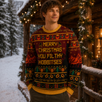 Merry Christmas You Filthy Hobbitses Ugly Christmas Sweater, Lotr Xmas Knit Jumper, Gifts For Movie Fans