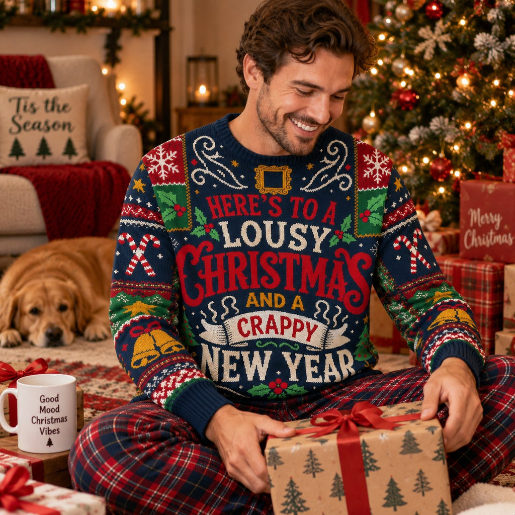 Here's To A Lousy Christmas And A Crappy New Year Ugly Christmas Sweater