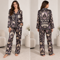 woman modeling meet me at salem satin pajama set front view