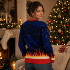 Meowtallica Cat Ugly Christmas Sweater, Heavy Metal Kitty Xmas Knit, Funny Cat Holiday Jumper, Gifts For Rock Fans
