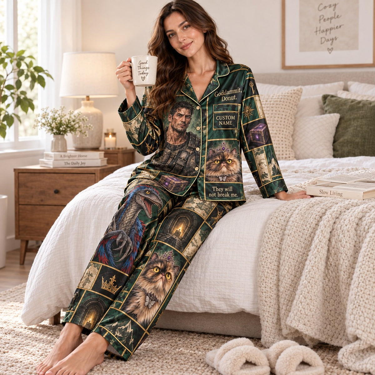 back of the fantasy pajama set showing the Mongo is Appalled quote