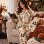 satin pajama set styled in a cozy bedroom