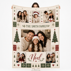 custom family photo christmas blanket held up flat