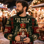 man at a christmas market wearing the nutcracker i'm not a player