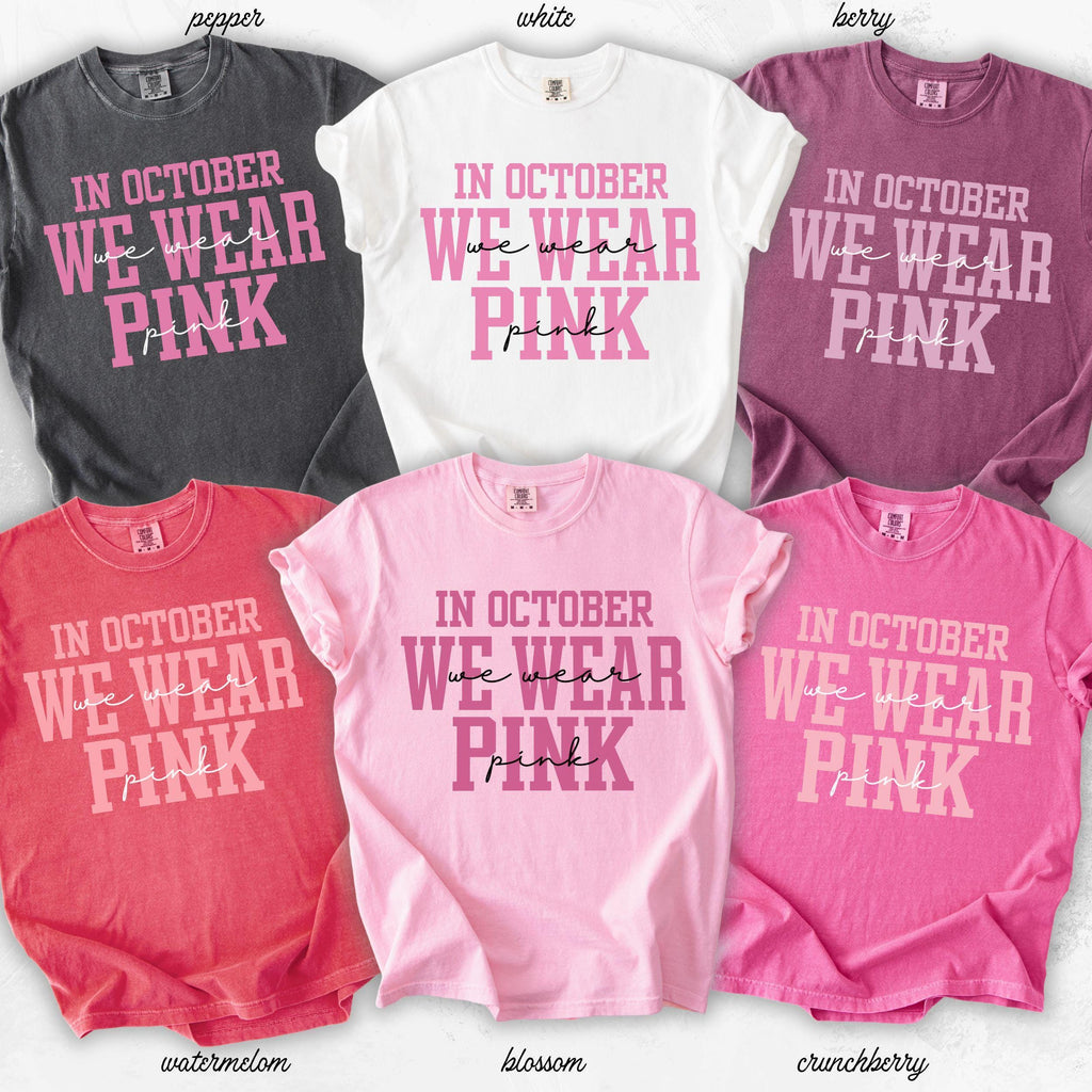 flat lay detail of the we wear pink lettering on a hot