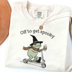 frog on scooter with psl latte halloween shirt design