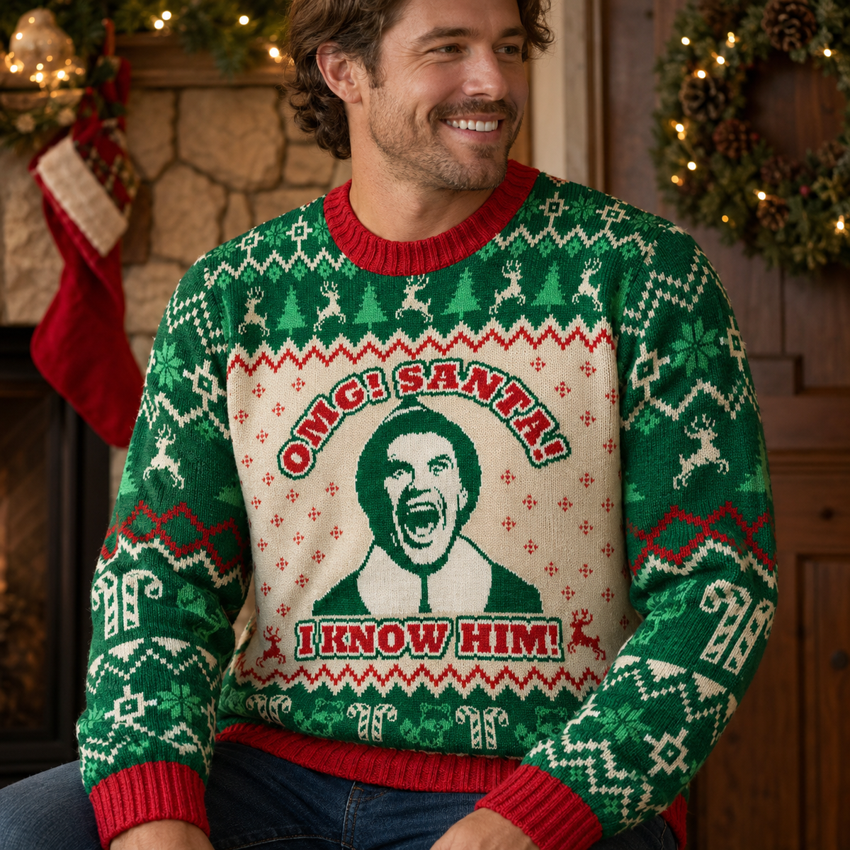 Omg Santa I Know Him Ugly Christmas Sweater, Elf Christmas Sweaters, Christmas Jumper Gifts For Him