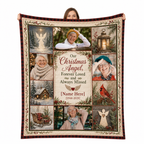 custom photo memorial blanket with angel angel and lantern collage held up