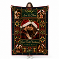 couple photo collage flannel fleece blanket with our first christmas banner
