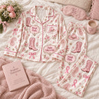 Pink Ribbon Wear Pink Together We Fight Satin Pyjamas, Lounge Pyjamas Button Up Pyjamas Gifts For Her