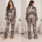 Custom name midnight margaritas satin pajama set on model
