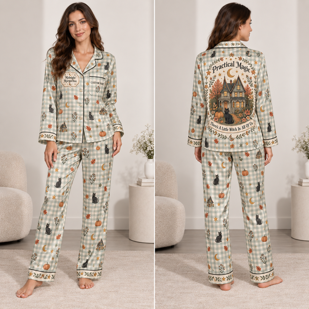 woman modelling sage gingham plaid satin pajama set