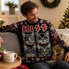 man relaxing on a sofa in a black kitten rock band ugly