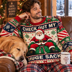 Santa Check Out My Huge Sack Ugly Christmas Sweater, Funny Holiday Jumper, Xmas Party Gifts For Him