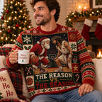 santa and the reason vs the season sweater festive scene