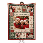 family christmas photo collage printed on a flannel fleece blanket with Santa