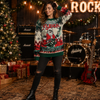 Should I Leigh Or Should I Go Ugly Christmas Sweater, Santa Guitar Jumper, Knit Holiday Sweater Gifts For Him