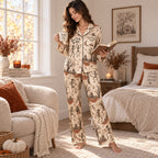 Full length view of model wearing custom name halloween pajamas