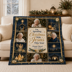 plush fleece memorial blanket draped over living room sofa