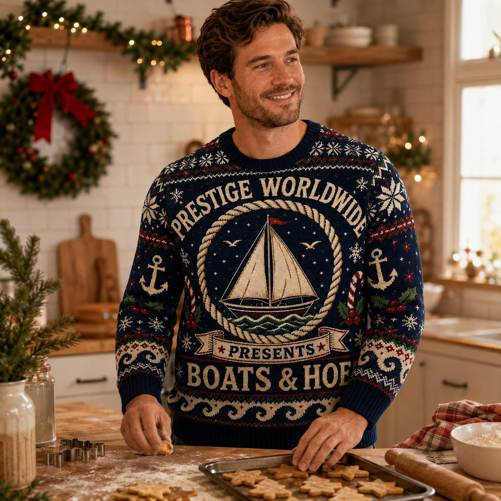 kitchen scene with the boats and hoes step brothers holiday sweater on