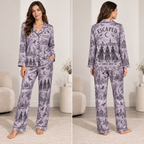 satin pajama set with all over halloween witch print and they missed