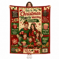 custom photo fleece blanket with christmas movie night family collage design