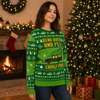 Christmas Vacation Bend Over And I'll Show You Knit Christmas Tree Ugly Christmas Sweater, Griswold Station Wagon Jumper, Real Knit