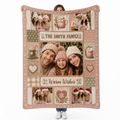 custom family name warm wishes photo collage fleece blanket, person holding