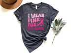 heather grey graphic tee reading i wear pink for my mom with