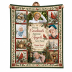 custom photo blanket with cardinals and winter collage