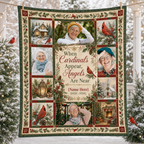 elderly woman photo collage on a christmas blanket