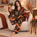 back view of witchy woman halloween pajama shirt with desert highway print