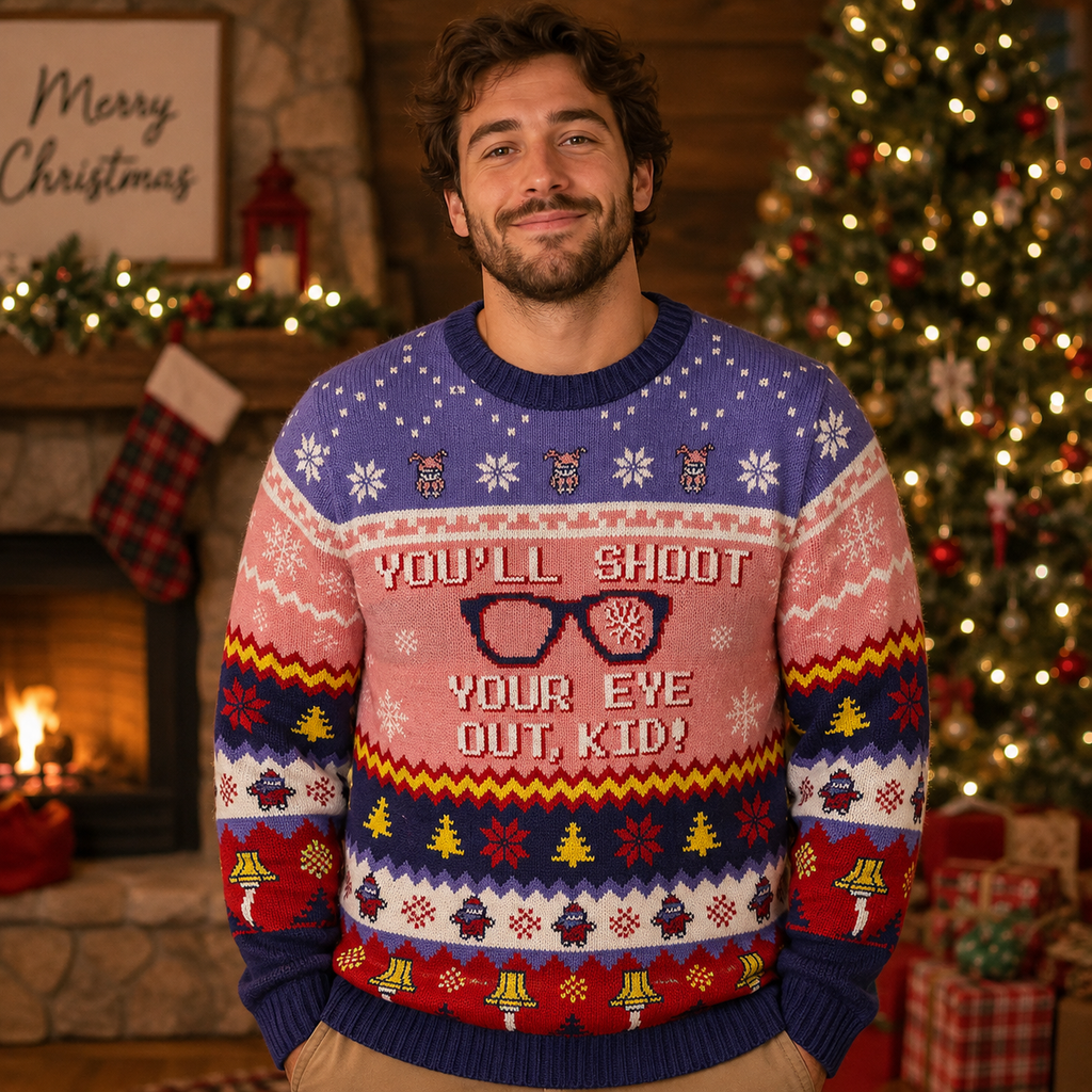 a christmas story ugly christmas sweater with you'll shoot your eye out